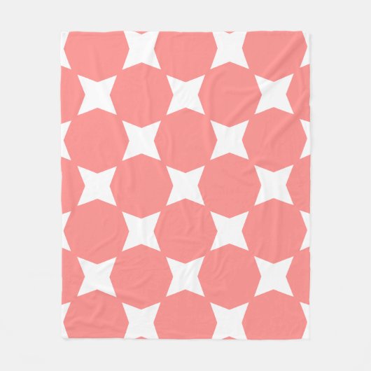 Roze Pastel & Witte Ster Patroon Ontwerp Fleece Deken (Voorkant)