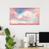 Roze Pastel Wolken Cloudscape Art Poster (Thuiskantoor)