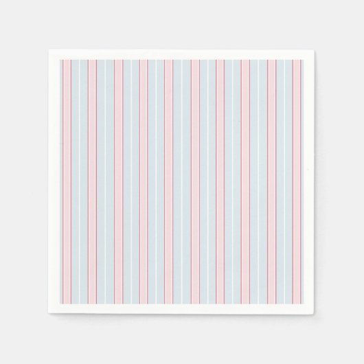 roze, pastelblauw, wit, strepen servet (Voorkant)