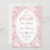 Roze pastelbloemen bruiloft kaart (Voorkant)