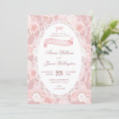 Roze pastelbloemen bruiloft kaart (Staand voorkant)