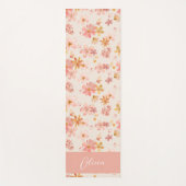 Roze pastelbloemen waterverf Monogram Naam Yogamat (Voorkant)