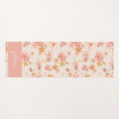 Roze pastelbloemen waterverf Monogram Naam Yogamat (Voorkant (horizontaal))