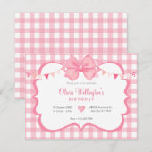 Roze pastelboog tartan verjaardag kaart (Voorkant / Achterkant)