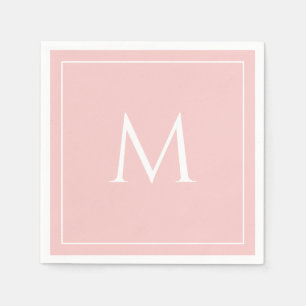 Roze pastelelegant monogram initiaal servet