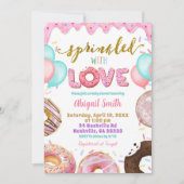 Roze Pastelkleurige Donuts Baby Sprinkle Uitnodigi Kaart (Voorkant)