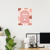Roze Pastelkleurige Pompoen Eerste Verjaardag Aang Poster (Thuiskantoor)