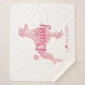 Roze Pastelkleurige Poodlesilhouet Deken op Maat (Voorkant)