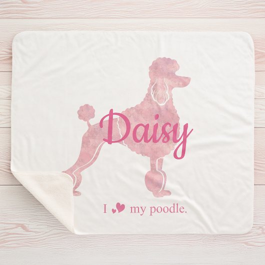 Roze Pastelkleurige Poodlesilhouet Deken op Maat