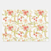 Roze Pastelkleurige Rozen en Groene Bladeren Gevar Inpakpapier Vel (Voorkant 3)