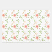 Roze Pastelkleurige Rozen en Groene Bladeren Gevar Inpakpapier Vel (Voorkant)