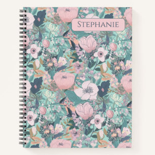 Roze Pastelkleurige Tuin Bloemen Notitieboek
