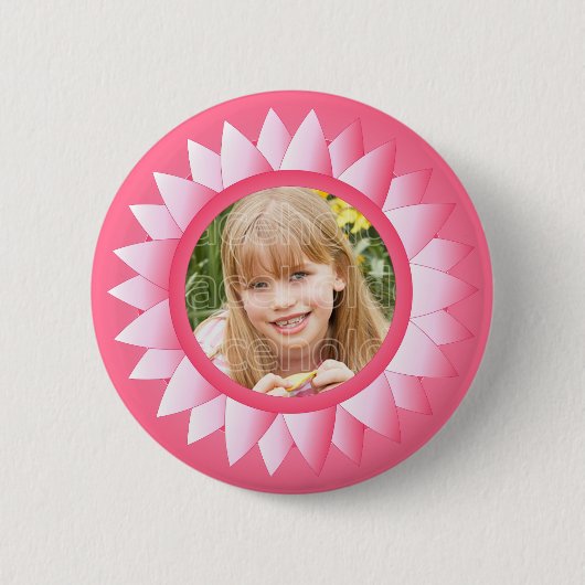 Roze pastellijst met sjabloon van de bloem ronde button 5,7 cm (Voorkant)