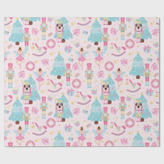 Roze pastelnotenkraker ballet inpakpapier (Vlak)