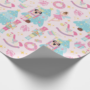 Roze pastelnotenkraker ballet inpakpapier