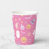 Roze Pasteloween Patroon Halloween Papieren Bekers (Achterkant)