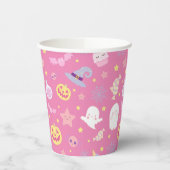 Roze Pasteloween Patroon Halloween Papieren Bekers (Links)