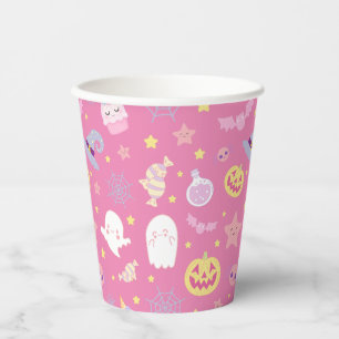 Roze Pasteloween Patroon Halloween Papieren Bekers