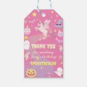 Roze Pasteloween Schattige Eenhoorn Verjaardagsfee Cadeaulabel (Voorkant)