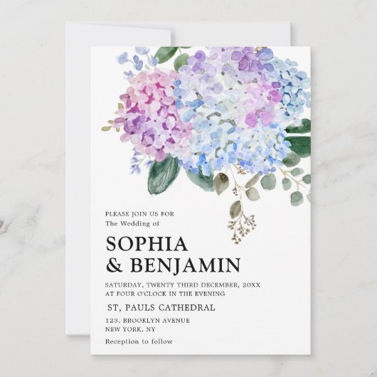 Roze pastelroze bruine hydrangeas kaart (Voorkant)