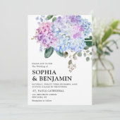 Roze pastelroze bruine hydrangeas kaart (Staand voorkant)