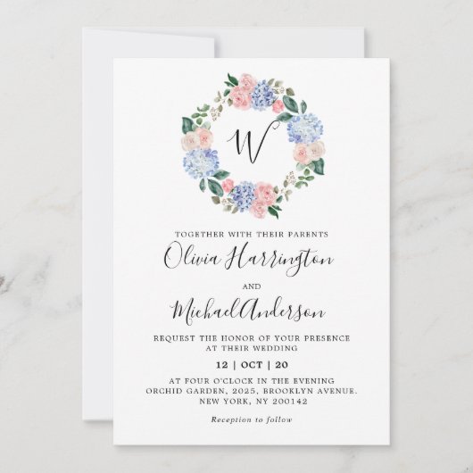 Roze pastelroze bruine hydrangeas kaart (Voorkant)