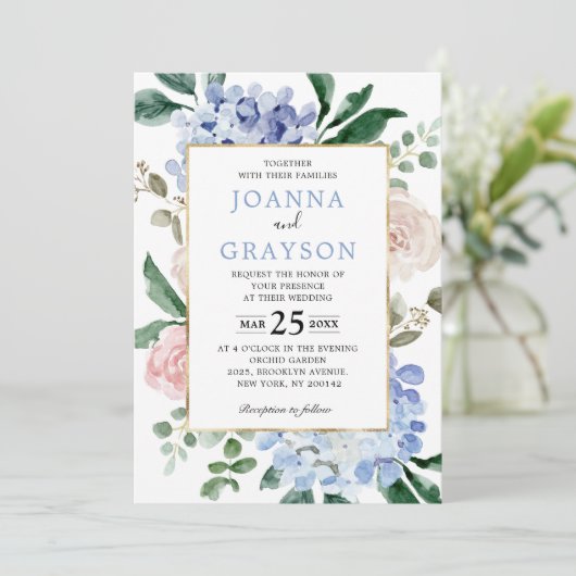 Roze pastelroze bruine hydrangeas kaart (Staand voorkant)