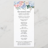 Roze pastelroze bruine hydrangeas programmakaart (Achterkant)