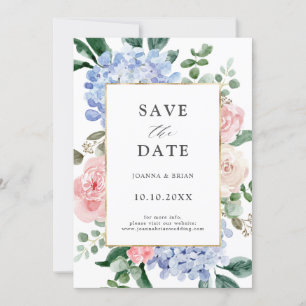 Roze pastelroze bruine hydrangeas save the date