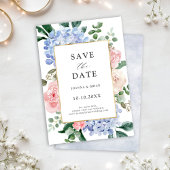 Roze pastelroze bruine hydrangeas save the date