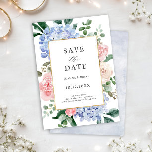 Roze pastelroze bruine hydrangeas save the date
