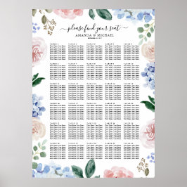 Roze pastelroze mosterdblauwe hydrangeas poster