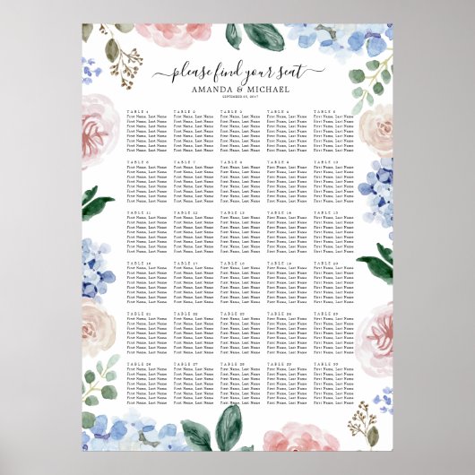 Roze pastelroze mosterdblauwe hydrangeas poster (Voorkant)