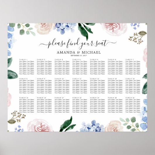 Roze pastelroze mosterdblauwe hydrangeas poster (Voorkant)