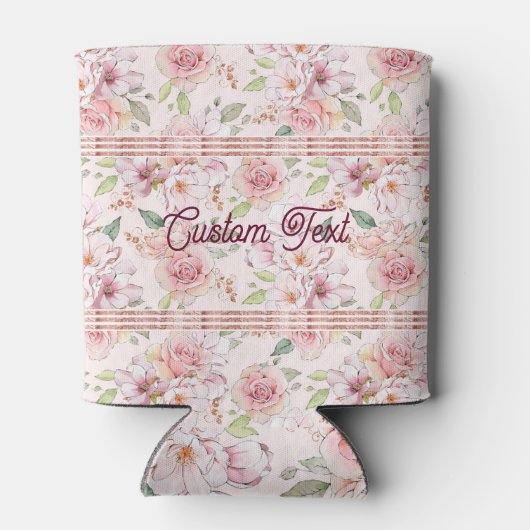  roze pastelrozenpatroon blikjeskoeler (Achterkant)