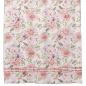  roze pastelrozenpatroon douchegordijn (Voorkant)