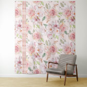 roze pastelrozenpatroon wandkleed (In situ)