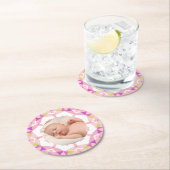  Roze Pastels Custom Afbeelding Meisje Verjaardag Ronde Kartonnen Onderzetter (Insitu)