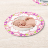  Roze Pastels Custom Afbeelding Meisje Verjaardag Ronde Kartonnen Onderzetter (Gebogen)