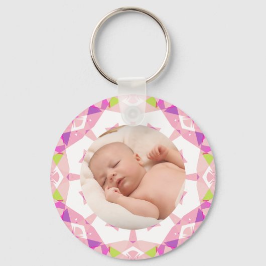 Roze Pastels Custom Foto Grootouders Dag Sleutelhanger (Voorkant)