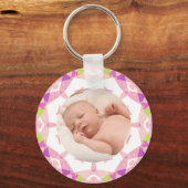 Roze Pastels Custom Foto Grootouders Dag Sleutelhanger (Voorkant)