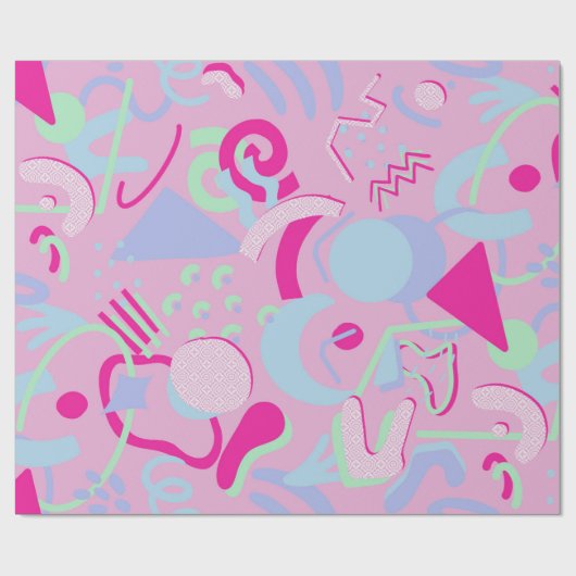 Roze Pastels Retro Abstract Doodle Wrapping Papier (Vlak)