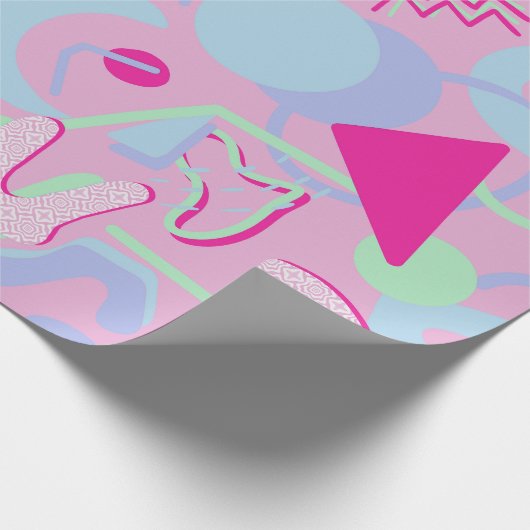 Roze Pastels Retro Abstract Doodle Wrapping Papier (Hoek)
