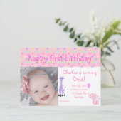 roze pastelspot zoo - verjaardag uitnodiging (Staand voorkant)