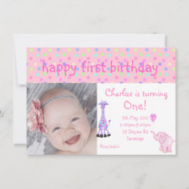 roze pastelspot zoo - verjaardag uitnodiging