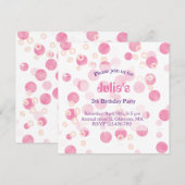Roze pastelstippen Verjaardagsfeest Uitnodiging (Voorkant / Achterkant)