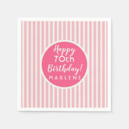  roze pastelstreep 70e geboortedag servet