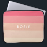 Roze pastelstrepen laptop sleeve<br><div class="desc">Elegant blush roze, perzik en roomstrepen voor dit moderne pastelontwerp.</div>