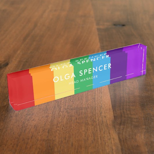 Roze pastelstrepen naambordje (Zijkant)