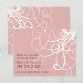 Roze pastelwervels · Save the Date Briefkaart (Voorkant / Achterkant)